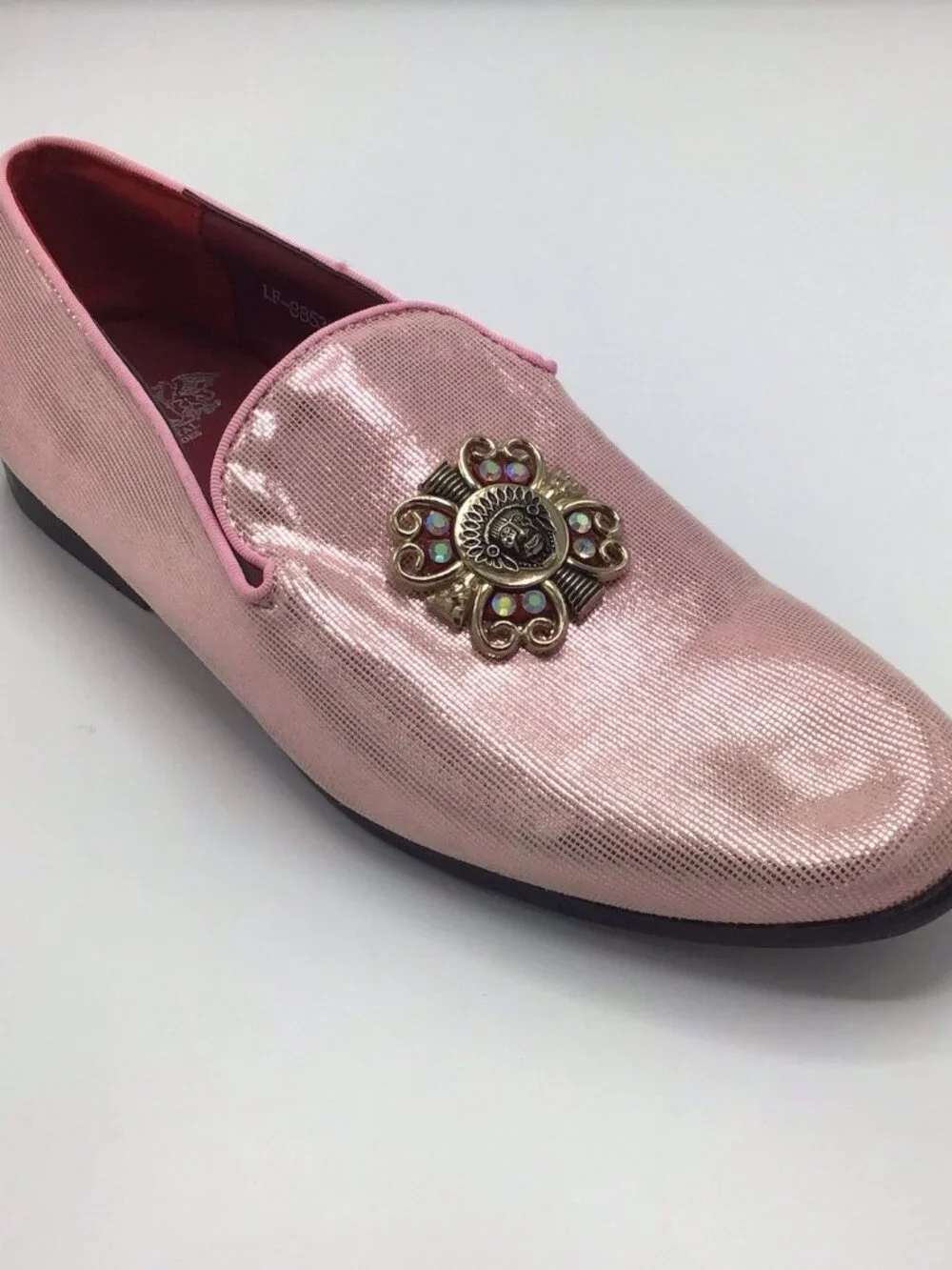 Royal Shoes Men's Metalic Pink Dress Shoes Embellished W/Aztec Medallion Sz 8.5